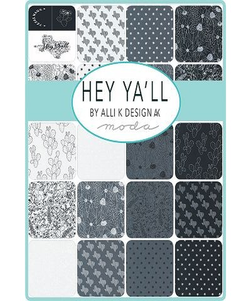 Monochrome charm squares pack with assorted floral and geometric prints