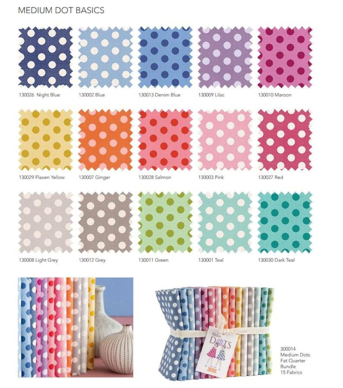 Tilda Dots factory cut Fat Quarter quilting fabric bundle Australia