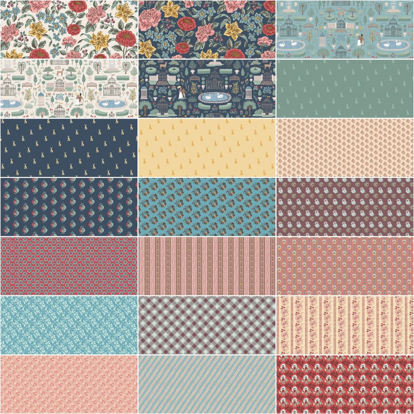 Riley Blake Emma 10 Inch Stacker containing 42 coordinating fabric squares