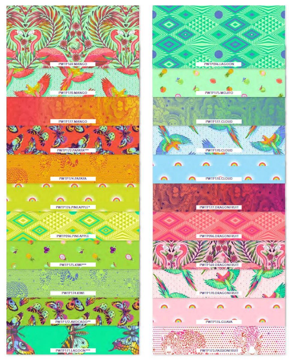 Tula Pink Daydreamer fabric charm squares with bold colourful designer quilting fabrics