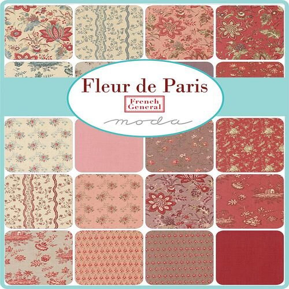Moda Fleur de Paris fabric collection by French General featuring quilting fabrics and precuts