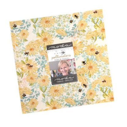 10-inch fabric layer cake squares, sunflower and bee floral print