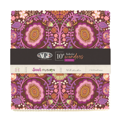 Pack of 10-inch fabric squares, 42 pieces, purple floral pattern bundle