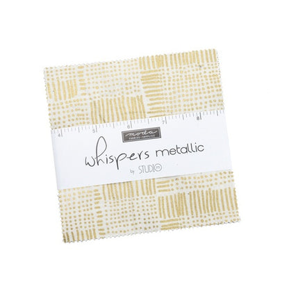 5-inch charm squares fabric, metallic gold and cream geometric dot pattern