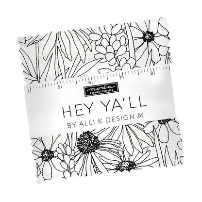 Monochrome fabric charm pack with Hey Ya'll by Allik Design label
