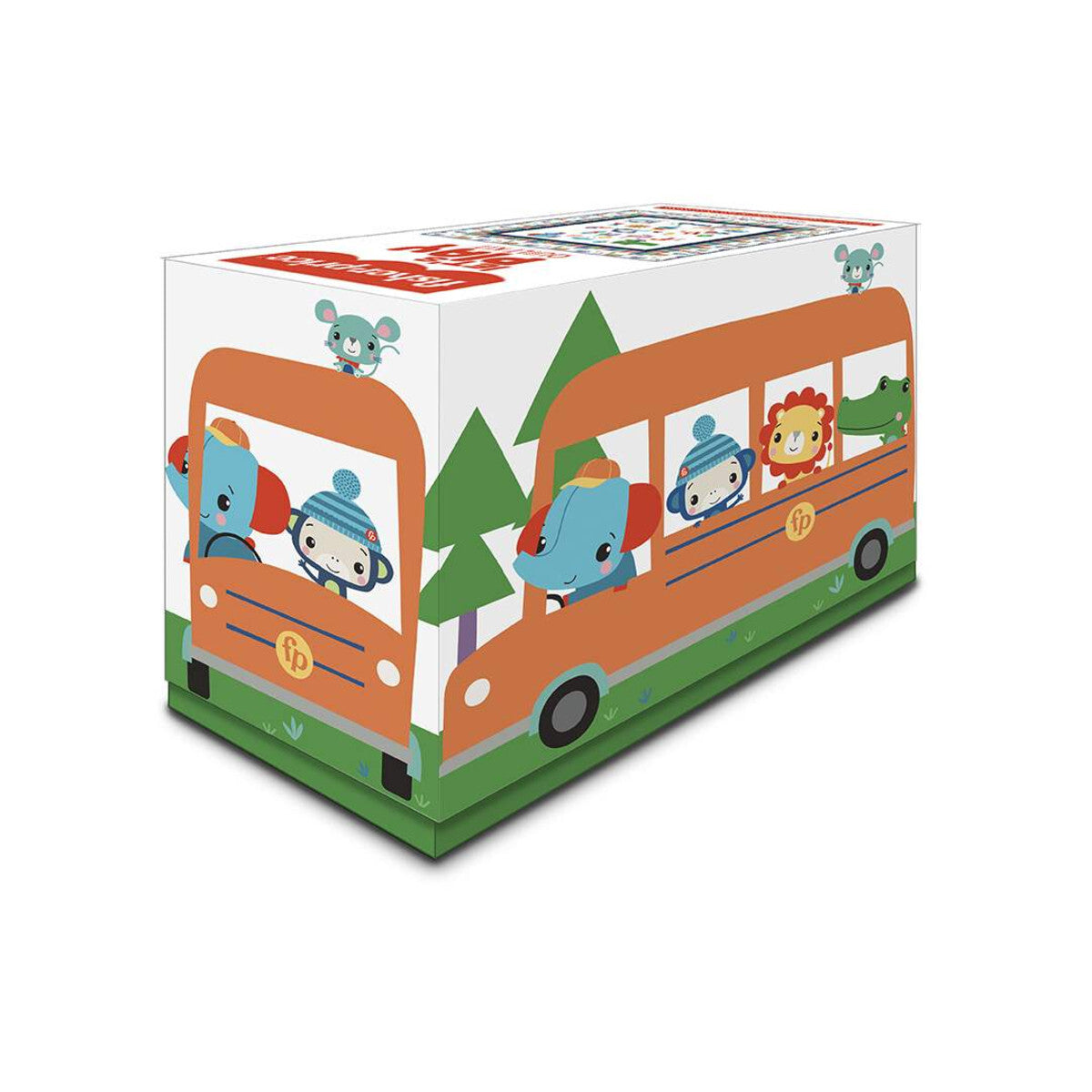 Quilt kit box showing orange bus illustration with blue and green characters and plants