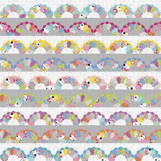 Patchwork quilt fabric kit with multicolor hexagon pattern, 54" x 54" size