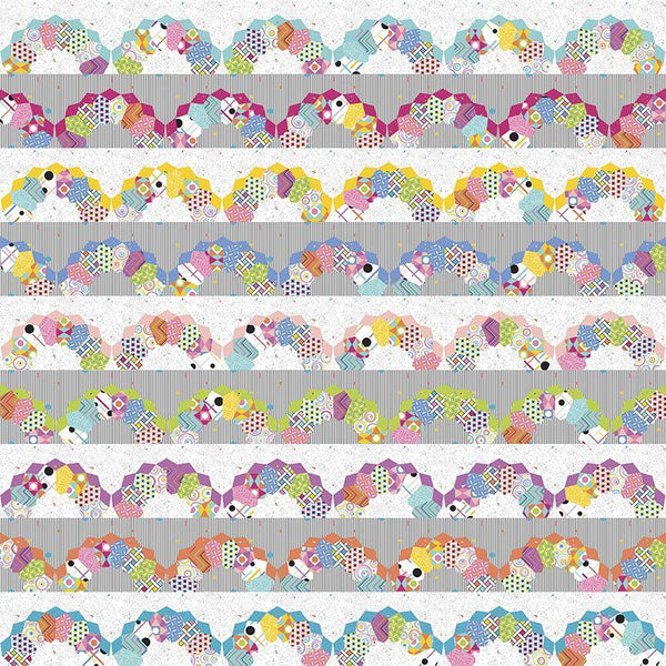 Patchwork quilt fabric kit with multicolor hexagon pattern, 54" x 54" size