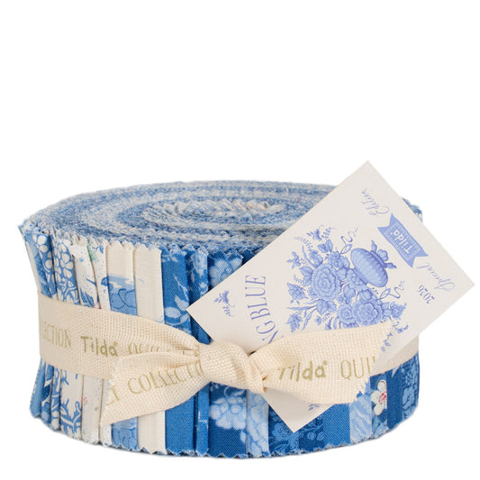 Tilda Something Blue fabric roll 2.5 inch strips blue fabrics