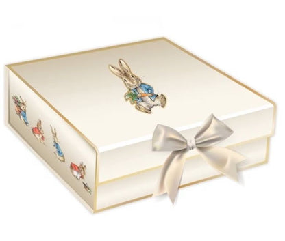 Riley Blake keepsake box with Peter Rabbit illustration on lid and satin bow