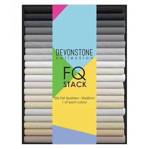 Devonstone neutrals fat quarter stack, assorted folded fabric cuts in dark to light tones
