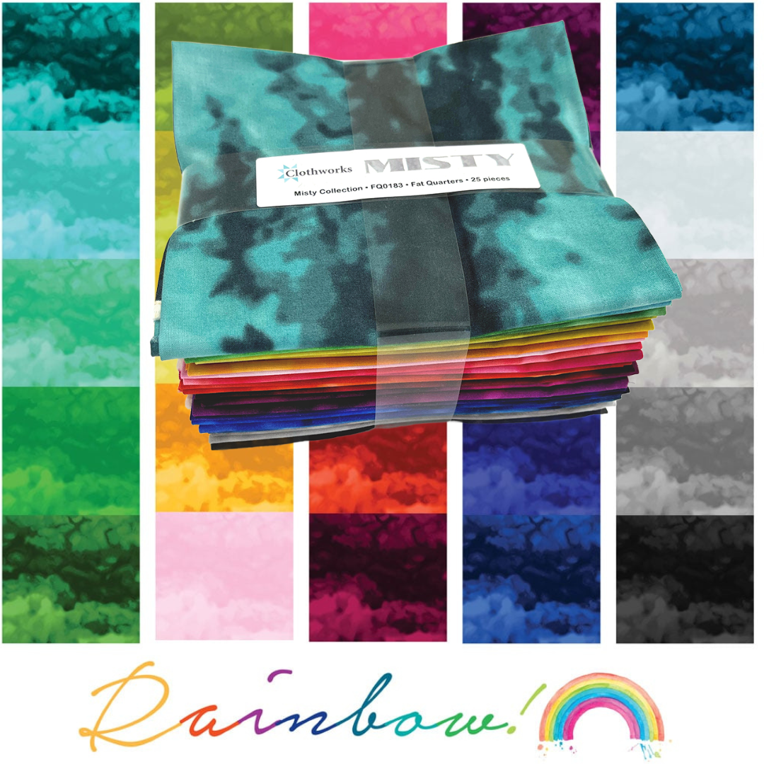 Clothworks Misty Rainbow Mottled Blender Fat Quarter Bundle FQ0183