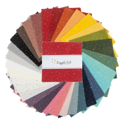 5-inch fabric stacker with multicolor dapple dot prints in folded wedges