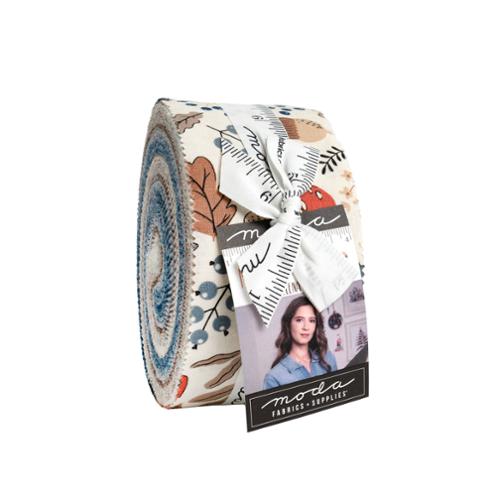 Printed fabric jelly roll bundle with nature sketch designs, 2.5" strips, wrapped