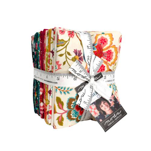 Moda Sitara fabric fat quarter bundle with multicolor floral prints, neatly folded stack