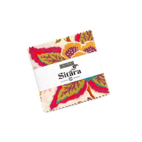 Sitara 2.5-inch mini charm pack of colorful floral print fabric squares