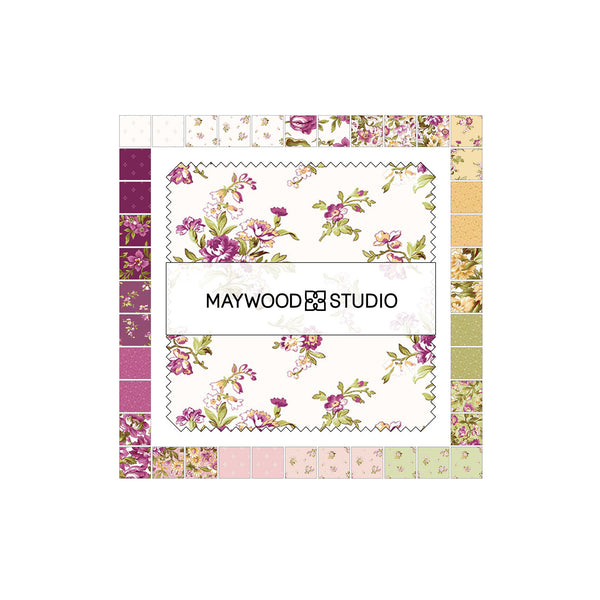Floral charm squares package with Maywood Studio label and border