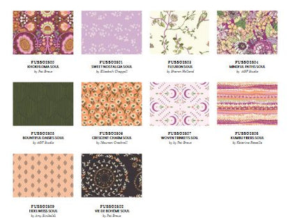 10-inch printed fabric squares, colorful floral and geometric patterns set