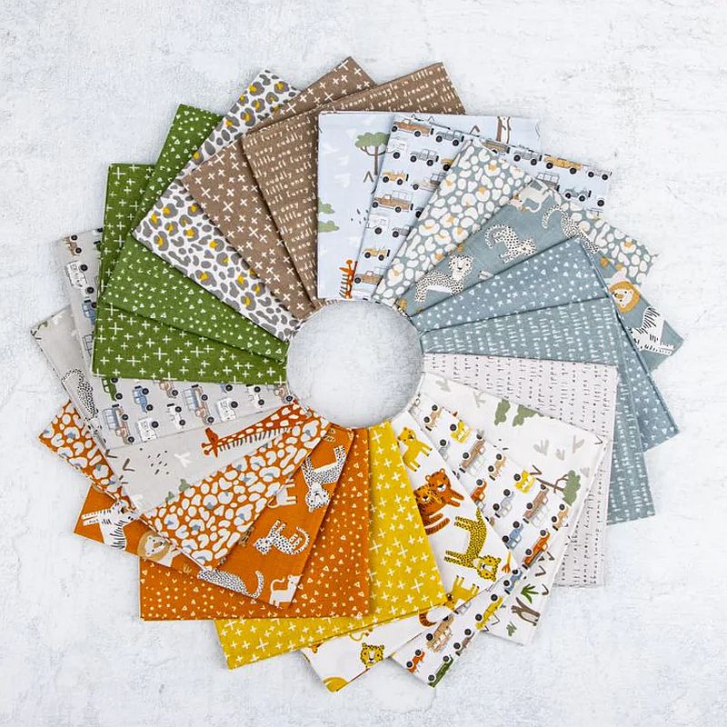 Leo and Savannah fabric collection by Deena Rutter featuring safari animals and savannah inspired prints
