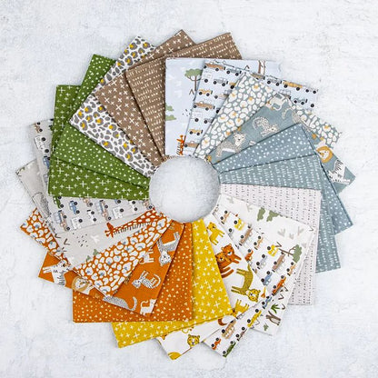 Leo and Savannah fabric collection by Deena Rutter featuring safari animals and savannah inspired prints
