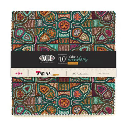 Art Gallery Fabrics 10 inch quilting squares featuring vibrant Andean-inspired prints