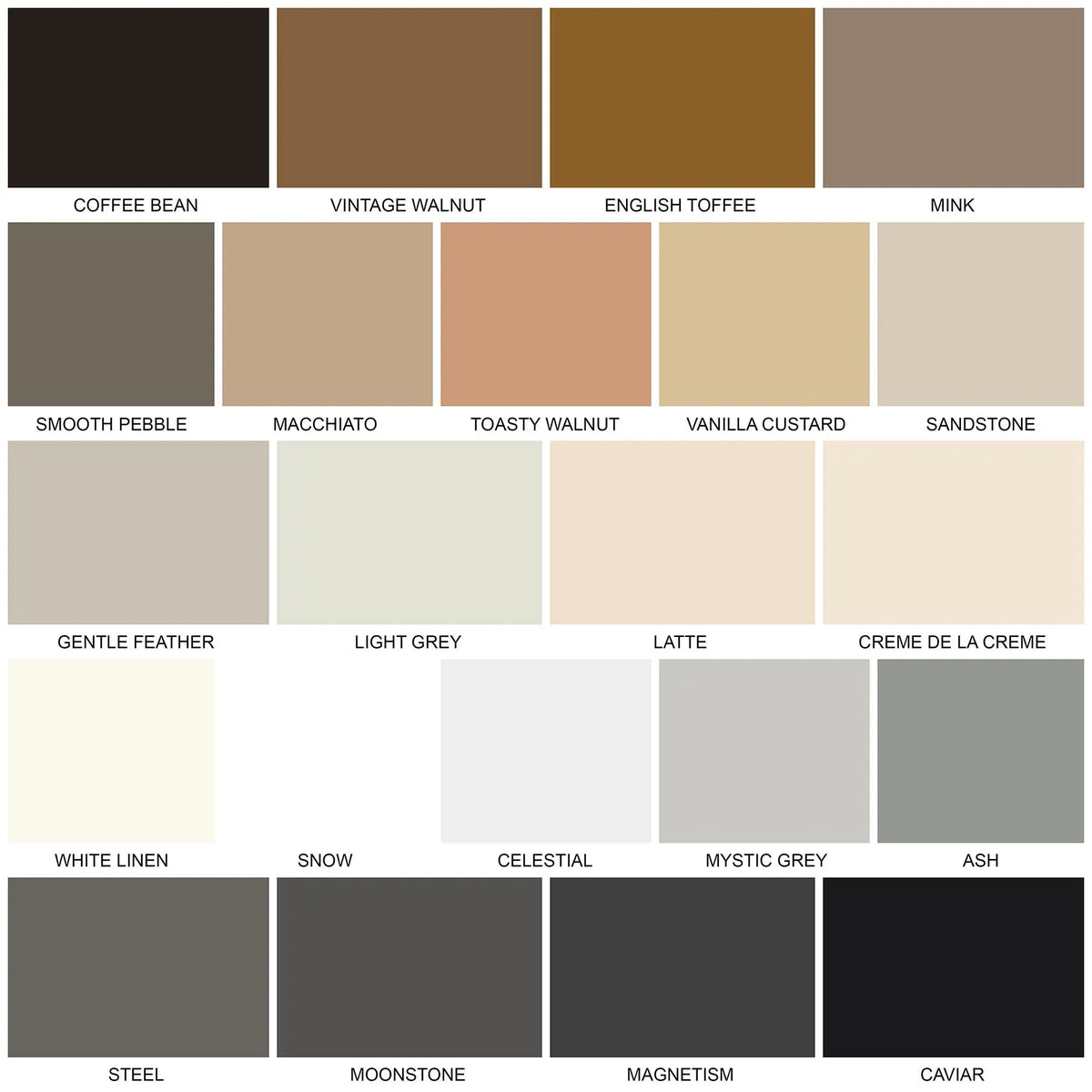 Solid fabric swatch panel with multiple neutral and brown color options