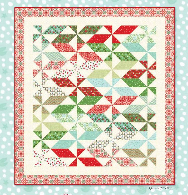 Christmas Joy quilt pattern PDF with multicolor patchwork blocks in red and green