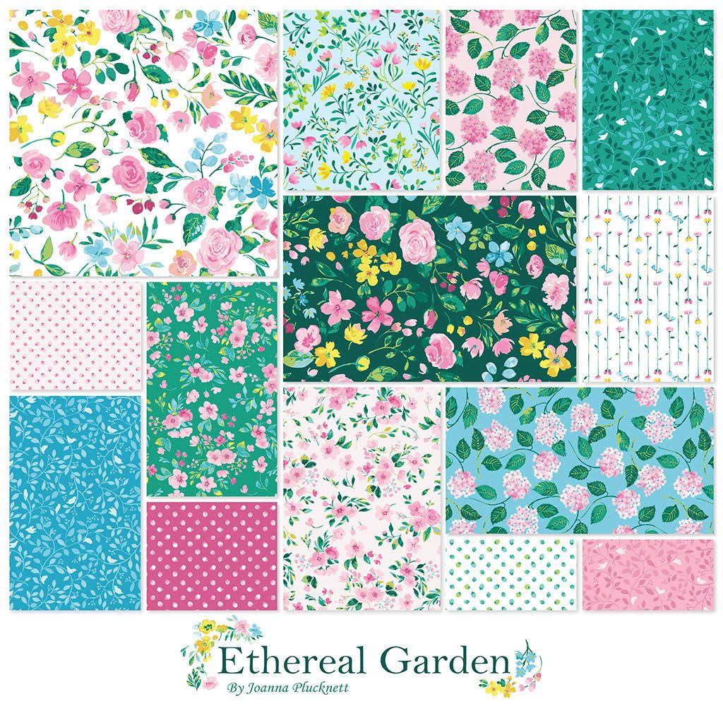 Clothworks 10 inch quilting squares featuring digitally printed floral fabrics