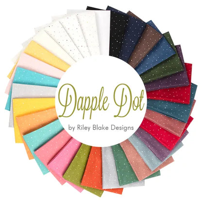 Fabric stacker of dapple dot prints with colorful folded strips, ring display