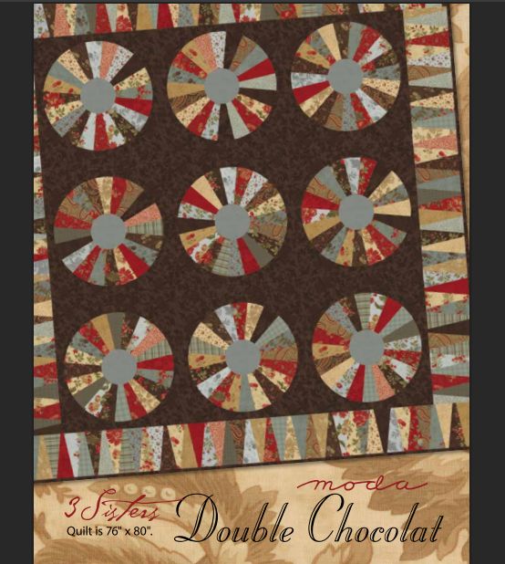Double Chocolat quilt pattern PDF showing pinwheel circle blocks on dark brown
