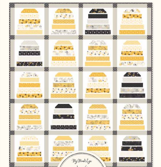 Honey bee jelly roll quilt pattern PDF layout with repeating strip blocks, grid preview