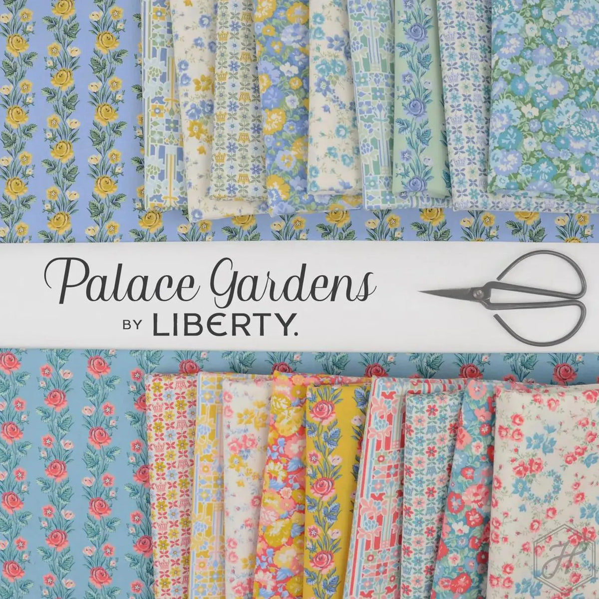 Palace Gardens fabric by Liberty brand cotton quilting fabric, featuring a multicolor floral and botanical patterns