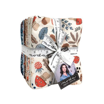 Moda Elena fabric fat quarter bundle with cream base, nature prints, rulers, leaves, flowers