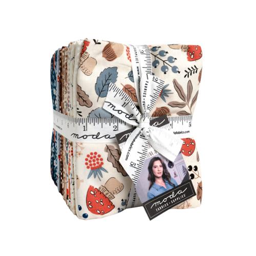 Moda Elena fabric fat quarter bundle with cream base, nature prints, rulers, leaves, flowers