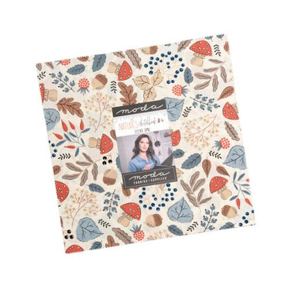 Moda layer cake fabric bundle with 10-inch squares, beige botanical prints