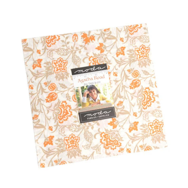 Layer Cake image for Agatha Road Collection of fabric swatches with various patterns and colors in country tones