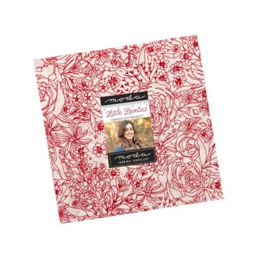 10-inch layer cake quilt fabric bundle, red and white floral print squares