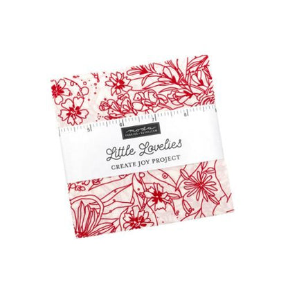 Moda Little Lovelies 5-inch charm squares, red and white floral prints on cotton