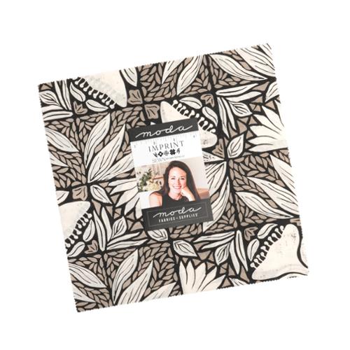 A layer cake design featuring the Collection of fabric swatches with 'Imprint Sewn by Amy Schelle Moda' branding.