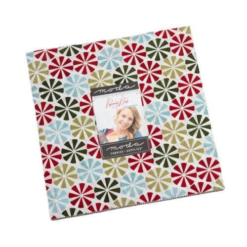 Moda Peppermint Bark Layer Cake with Christmas florals, candy canes, seasonal blenders and festive 10 inch fabric squares for quilting and sewing.