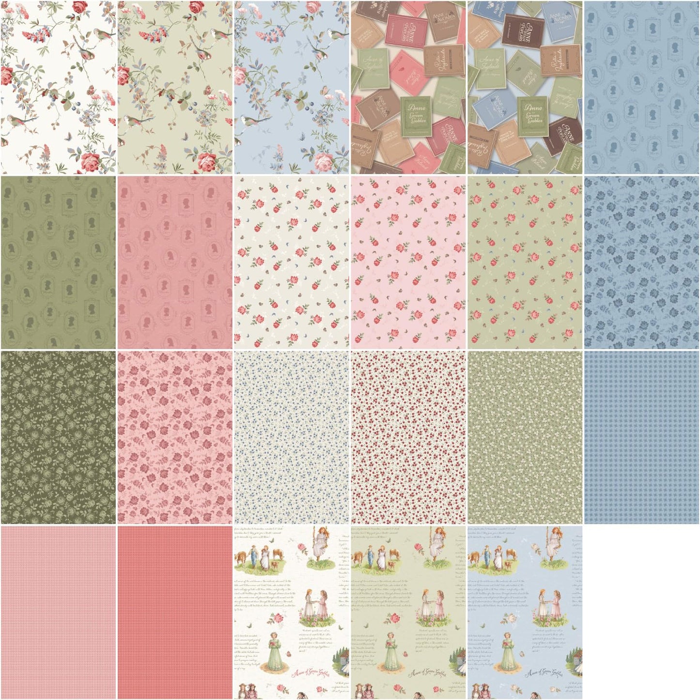 Riley Blake Anne of Green Gables 10 Inch Stacker containing 42 coordinating fabric squares
