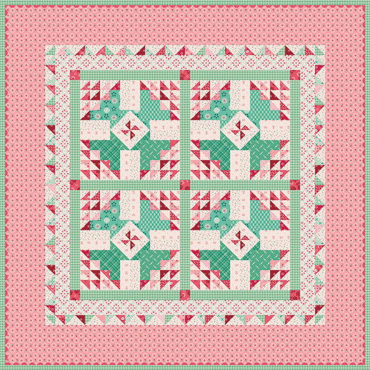 Riley Blake Berry and Sage Berry Baskets Table Topper Kit featuring fabrics from the Berry and Sage collection
