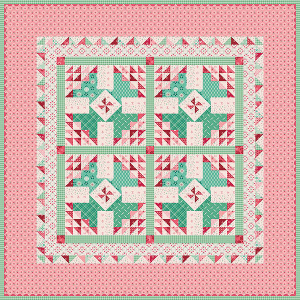 Riley Blake Berry and Sage Berry Baskets Table Topper Kit featuring fabrics from the Berry and Sage collection
