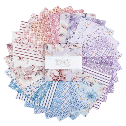 Riley Blake Daybreak on the Prairie 5 Inch Stacker containing 42 coordinating fabric squares

