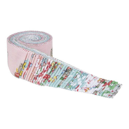 Riley Blake Easter Parade Rolie Polie featuring pastel Easter quilting fabrics in coordinated 2.5 inch precut strips.