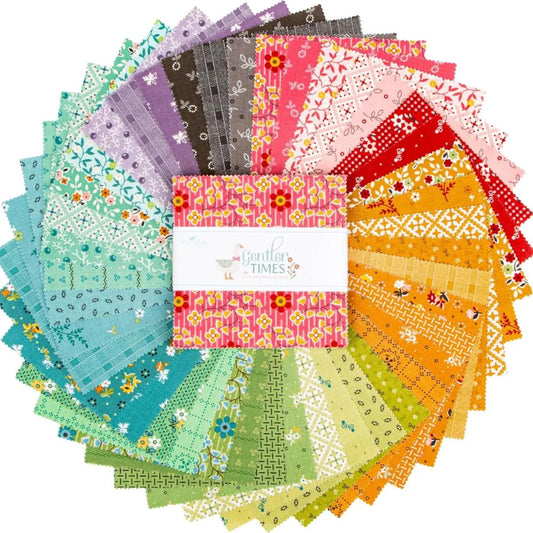 Riley Blake Gentler Times 5 Inch Stacker containing 42 coordinating fabric squares
