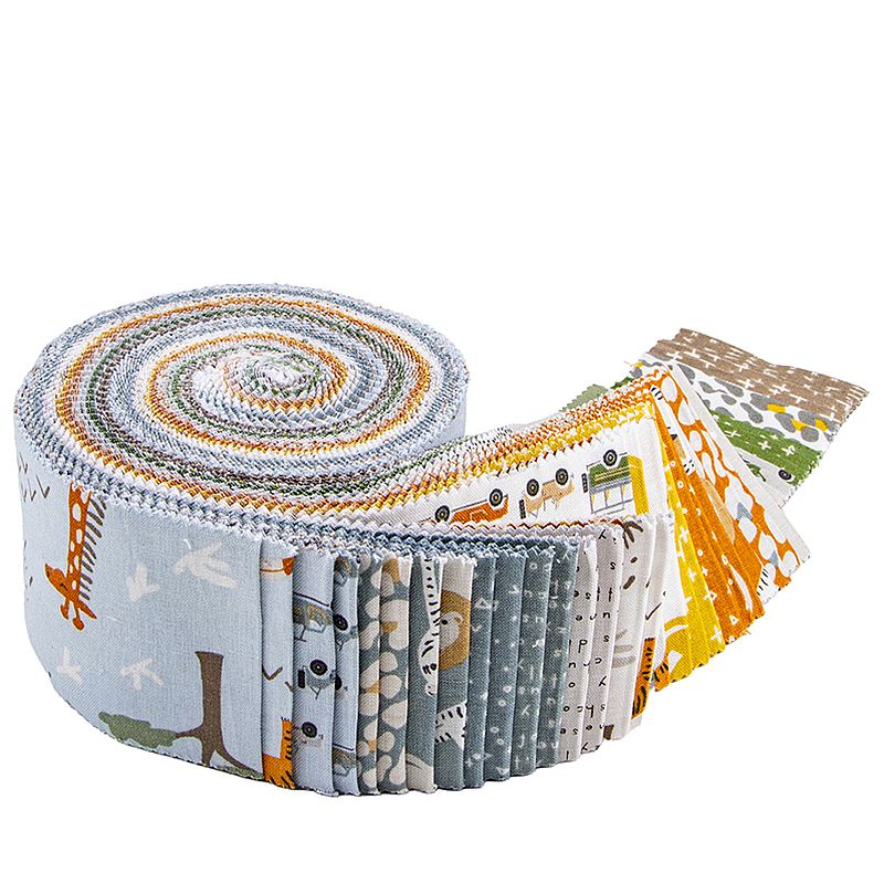 Riley Blake Leo and Savannah Rolie Polie Jelly Roll containing 40 coordinating 2.5 inch fabric strips
