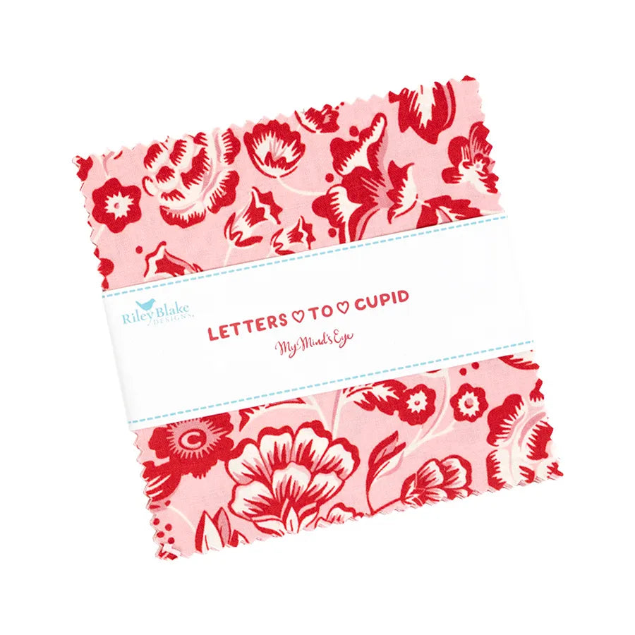 Letters to Cupid fabric collection by Riley Blake featuring romantic florals, hearts and Valentine inspired prints
