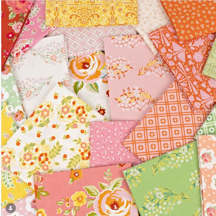 Peach Cobbler fabric collection by Riley Blake featuring floral and vintage inspired prints