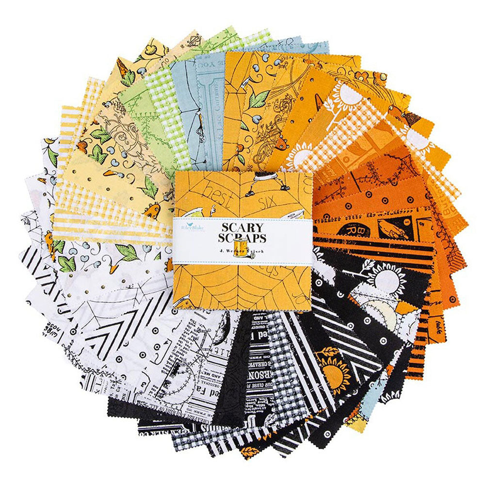 Riley Blake Scary Scraps 5 Inch Stacker containing 42 coordinating fabric squares
